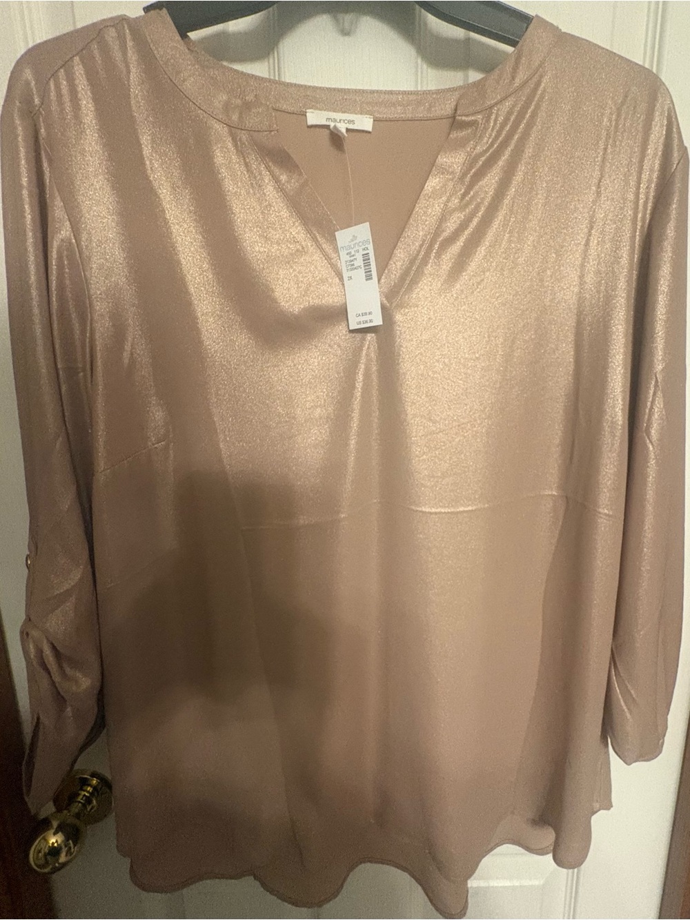 Maurices champagne Shimmery V-Notch Blouse